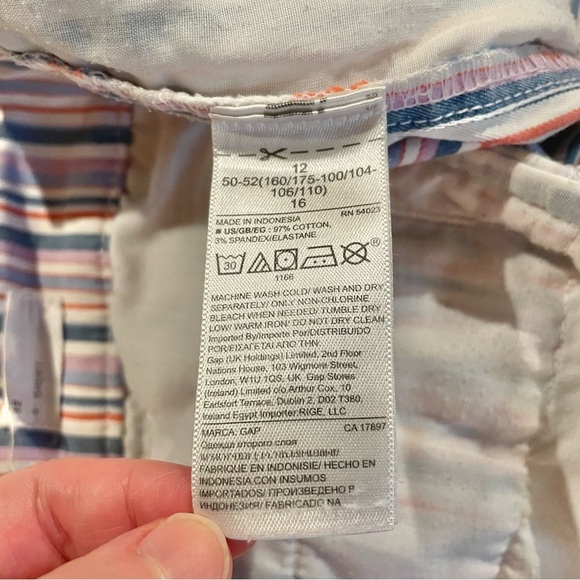 Gap 5” Khaki Shorts Multicolor Stripe 12 High Rise Stretch Cotton Summer - Picture 6 of 10